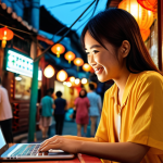 AI as a Creative Partner in Vietnam**
    Prompt: A vibrant, warm scene depicting a young Vietnamese content creator, mid-20s, with a genuine smile, actively collaborating with an AI on her laptop. Luminous, flowing lines and abstract data visualization subtly emerge from the screen, swirling around her, symbolizing the AI's assistance in generating ideas and content. The background features a charming, authentic Vietnamese street scene, possibly an old Saigon cafe or a bustling street food stall under soft lantern light, blending traditional culture with modern digital work. The overall mood is innovative, collaborative, and distinctly Vietnamese, emphasizing the synergy between human creativity and AI. Cinematic lighting, soft focus, 8k.

2.  **
