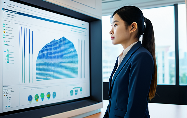 A Vietnamese legal professional, wearing a modest business suit, standing thoughtfully in a modern, brightly lit law office. They are looking at a translucent holographic display or large screen that shows abstract legal documents and subtle, glowing AI network lines, symbolizing the complex intersection of law and artificial intelligence. The atmosphere is professional and contemplative. Perfect anatomy, correct proportions, natural pose, well-formed hands, proper finger count, fully clothed, appropriate attire, safe for work, professional, high-resolution photography, sharp focus, vibrant colors.
